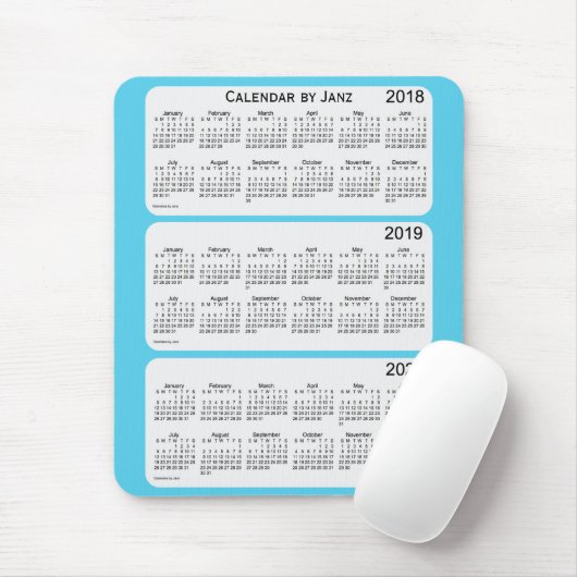 2018-2020 Sky Blue Calendar von Janz Mousepad (Mit Mouse)