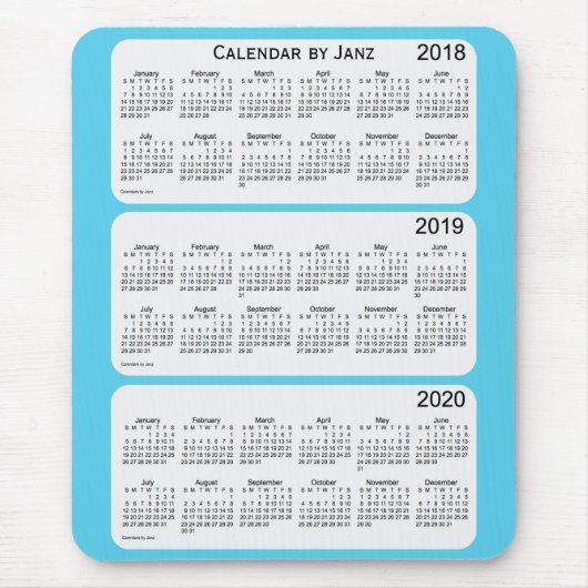 2018-2020 Sky Blue Calendar von Janz Mousepad (Vorne)