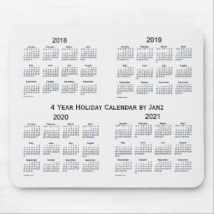 2018-2021 weißer Rauch-Feiertags-Kalender durch Mousepad