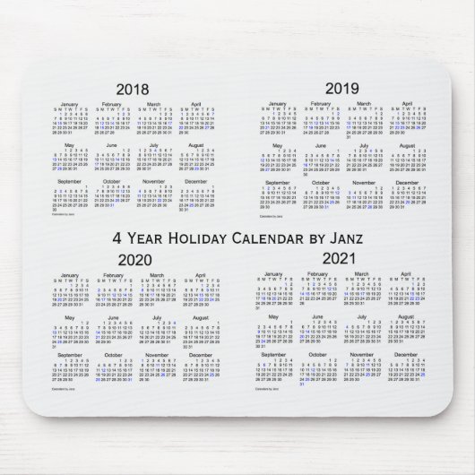 2018-2021 weißer Rauch-Feiertags-Kalender durch Mousepad (Vorne)