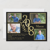 2018 Abschluss-Klasse von Quad Foto Black Einladung (Vorderseite)