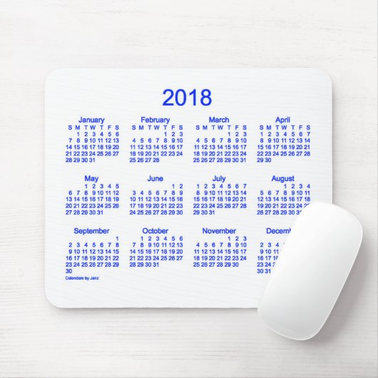 2018 blauer und weißer Kalender durch Janz Mousepad (Mit Mouse)