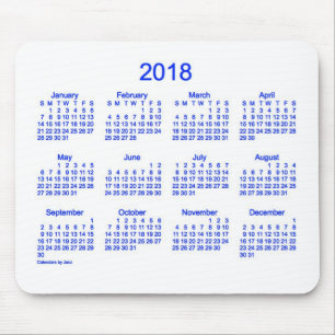 2018 blauer und weißer Kalender durch Janz Mousepad