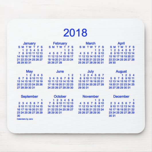2018 blauer und weißer Kalender durch Janz Mousepad (Vorne)