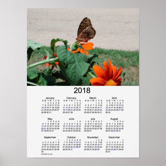 2018 Butterfly Holiday Calendar von Janz Poster (Vorne)