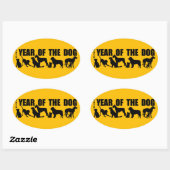 2018 Chinesischer Neujahrsfest des Hundes Oval-Auf Ovaler Aufkleber (Blatt)