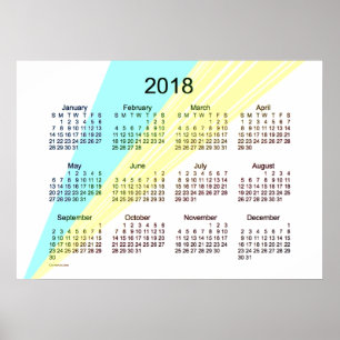 2018 Cyan Gelber Kalender von Janz Poster