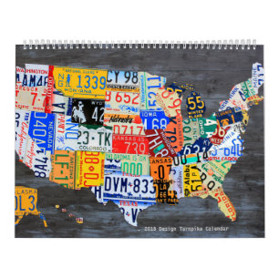 2018 Design Turnpike Nummernschilder Kalender