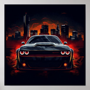 2018 Dodge Challenger SRT Dämonensportwagen Poster