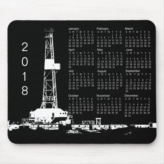 2018 Erdölbohrungs-Anlage-Standort-Kalender Mousepad (Vorne)