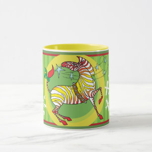 2018 Feiertagzebra-WeihnachtsTasse rot/Gelb Tasse