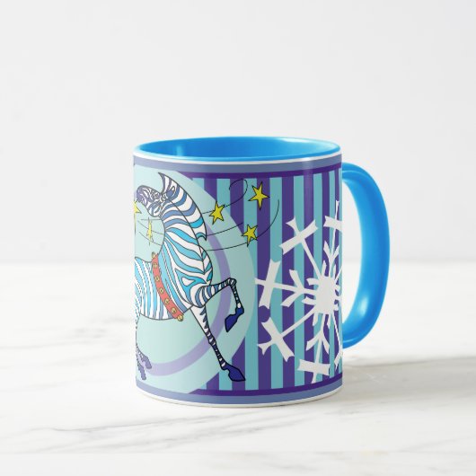 2018 Feiertagzebra-WeihnachtsTassenblau Tasse (VorderseiteRechts)