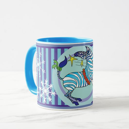2018 Feiertagzebra-WeihnachtsTassenblau Tasse (Vorderseite Links)