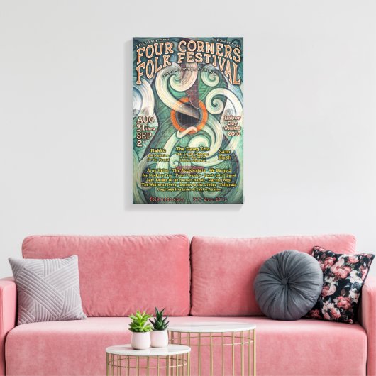 2018 Four Corners Folk Festival Event Poster Leinwanddruck (Insitu (Wohnzimmer))