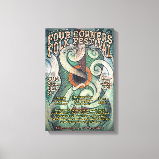 2018 Four Corners Folk Festival Event Poster Leinwanddruck (Vorderseite)