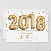 2018 GRADUATION PARTY Gold Confetti Balloons Einladung (Vorderseite)