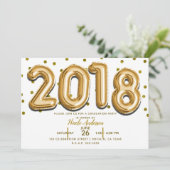 2018 GRADUATION PARTY Gold Confetti Balloons Einladung (Stehend Vorderseite)