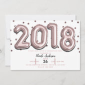 2018 GRADUATION PARTY Rose Gold Confetti Balloons Einladung (Vorderseite)