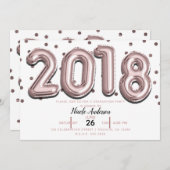 2018 GRADUATION PARTY Rose Gold Confetti Balloons Einladung (Vorne/Hinten)
