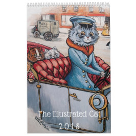 2018 illustrierte Katzen-Vintager Kunst-Kalender Kalender