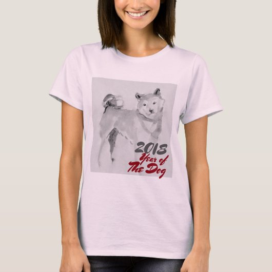 2018 Jahr der Dog-Tinte-Waschlackierung Frauen Shi T-Shirt (Vorderseite)