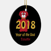 2018-jährig vom Hund Keramikornament (Rechts)