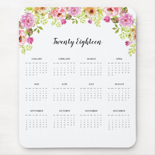 2018 Kalender-Frühlings-Blumen Mousepad (Vorne)