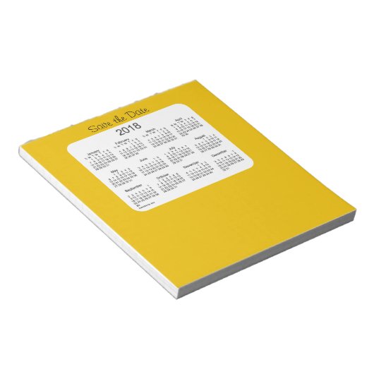 2018 Kalender Save the Date Gold Notepad Notizblock (angewinkelt)