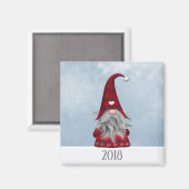 2018 Karierter Weihnachtsgnome in Red & Black Buff Magnet (Vorderseite/Rückseite)