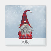2018 Karierter Weihnachtsgnome in Red & Black Buff Magnet (Vorne)