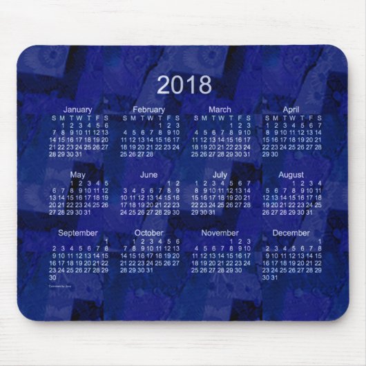 2018 Königsblau-Patchwork-Kalender durch Janz Mousepad (Vorne)