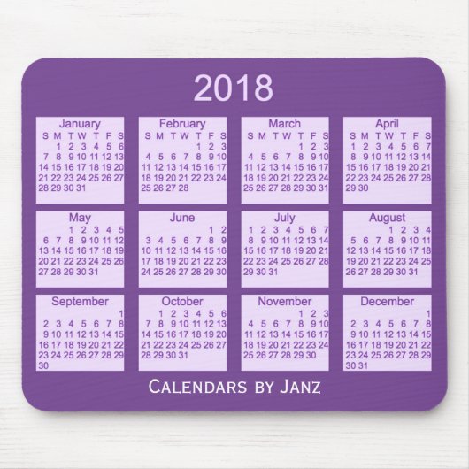 2018 lila eingepackter Kalender durch Janz Mousepad (Vorne)