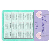 2018 Lila und Aquamariner Minikalender Name Magnet (Horizontal)