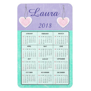2018 Lila und Aquamariner Minikalender Name Magnet