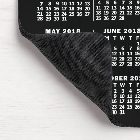 2018 Monatskalender Schwarz Custom 3 Fotos Mousepad (Ecke)