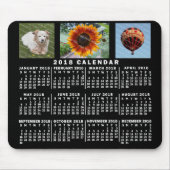 2018 Monatskalender Schwarz Custom 3 Fotos Mousepad (Vorne)