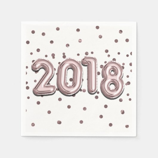 2018 Rose Gold Balloons & Foil Confetti Dots Party Serviette (Vorderseite)