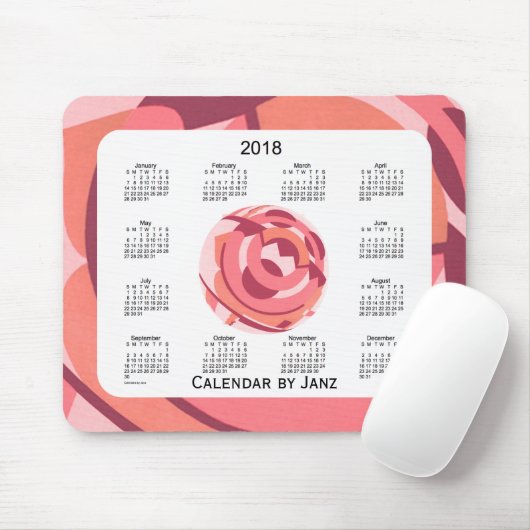 2018 Rot-Kunst-Deko-gerahmter Kalender durch Janz Mousepad (Mit Mouse)