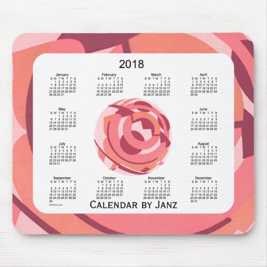 2018 Rot-Kunst-Deko-gerahmter Kalender durch Janz Mousepad (Vorne)