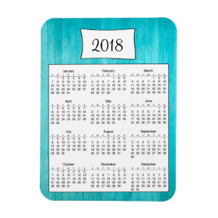 2018 Rustikal Aquamarin Türkis Holzkalender Magnet