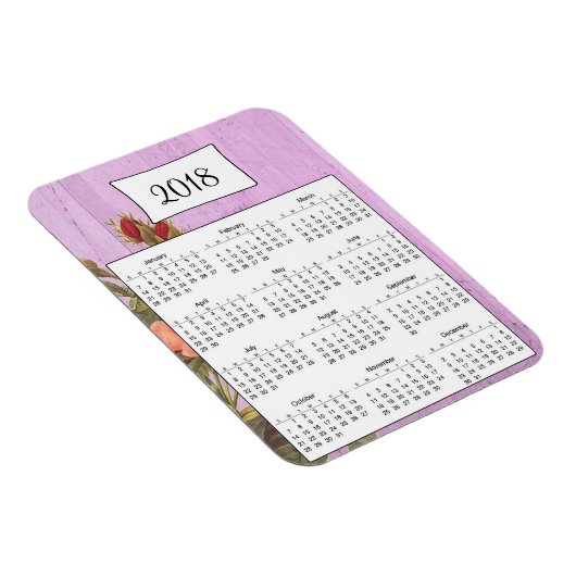 2018 Rustikaler Lila Blumenkalender Magnet (Rechte Seite)