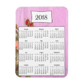2018 Rustikaler Lila Blumenkalender Magnet (Vertikal)