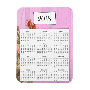 2018 Rustikaler Lila Blumenkalender Magnet