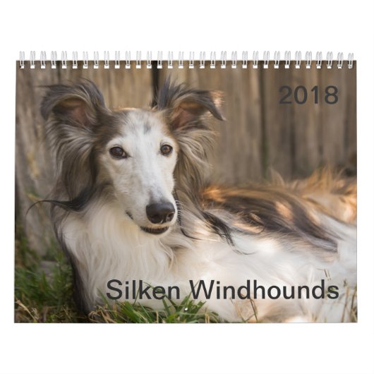 2018 seidenes Windhounds (Stützen) Kalender (Titelbild)