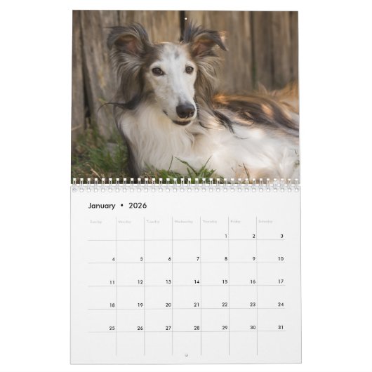 2018 seidenes Windhounds (Stützen) Kalender (Jan 2026)