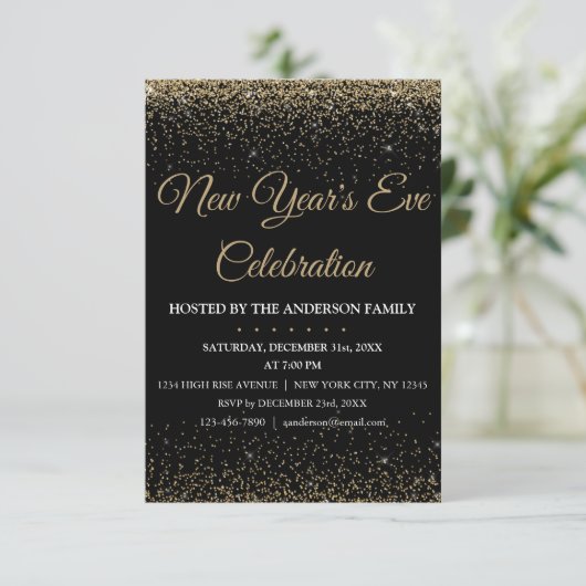 2018 Sylvester Party Sparkle Glitzer Einladung (Stehend Vorderseite)