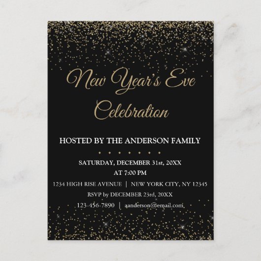 2018 Sylvester Party Sparkle Glitzer Postkarte (Vorderseite)