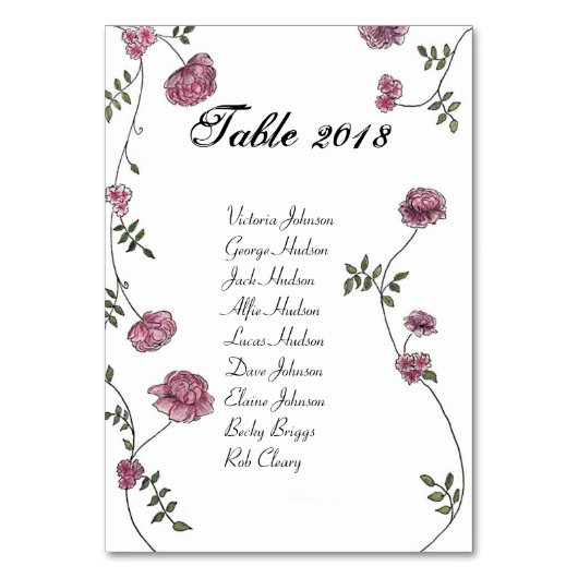 2018 TISCHNUMMER (Vorderseite)