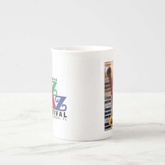 2018 Wein u. Jazz-Plakat auf Knochen-China-Tasse Porzellantasse (Vorderseite)