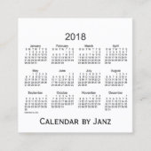 2018 Weiß-Kalender durch Janz quadratische Quadratische Visitenkarte (Vorderseite)